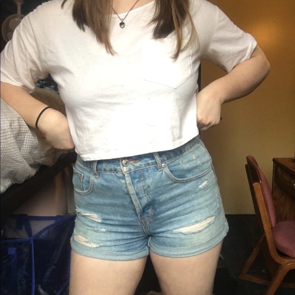 Forever 21 High Waisted Distressed Denim Shorts
